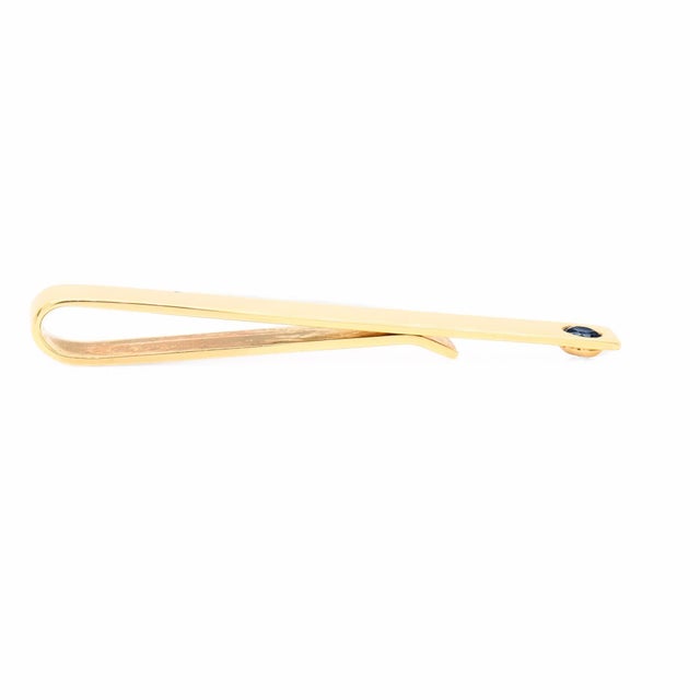 Tiffany & Co. 14k Yellow Gold & Sapphire Tie Bar or Tie Clip For Sale - Image 14 of 14