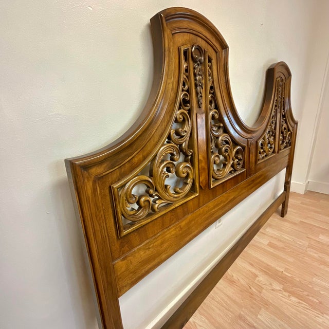 1968 Mid-Century Italian Mediterranean Thomasville King Headboard With Burlwood Accents For Sale - Image 10 of 12