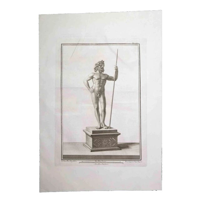 Francesco Cepparoli, Ancient Roman Statue, Original Etching, 18th Century For Sale