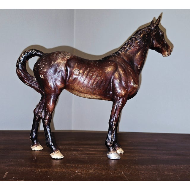 American Hubely Style Vintage Cast Iron Horse — Mid‑Century Americana With Original Patina For Sale - Image 3 of 12