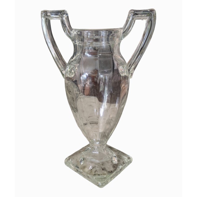 Vintage Glass Trophy Urn Vase For Sale - Image 9 of 10