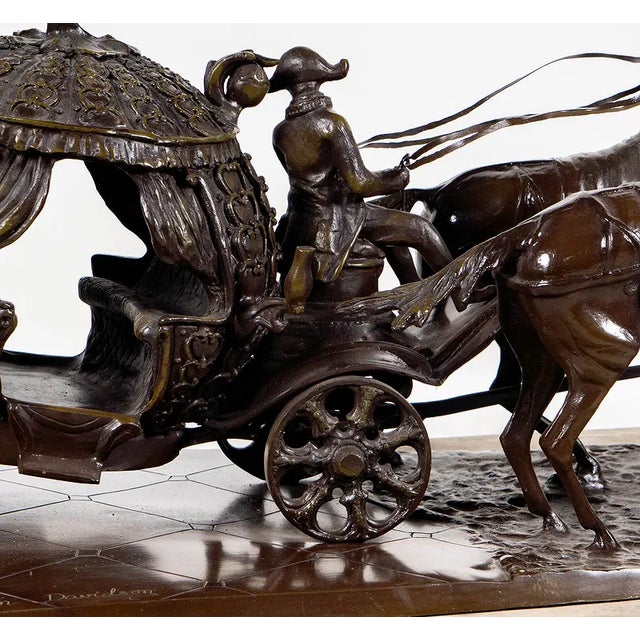 Brown 1980s Large Signed Jim Davidson Bronze Cinderella Carriage Sculpture – 42” Wide” For Sale - Image 8 of 12
