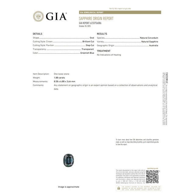 Metal 1950s Mid Century Gia 1.88 No Heat Teal Sapphire Diamond Platinum Engagement Ring, Size 6.75 For Sale - Image 7 of 7