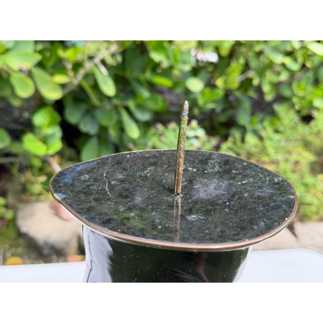 Vintage Maitland-Smith Sculptural Horn Candleholder With Stone Base For Sale - Image 9 of 10