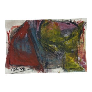 Late 20th Century Charcoal Abstract Drawing Signed Viggiani For Sale