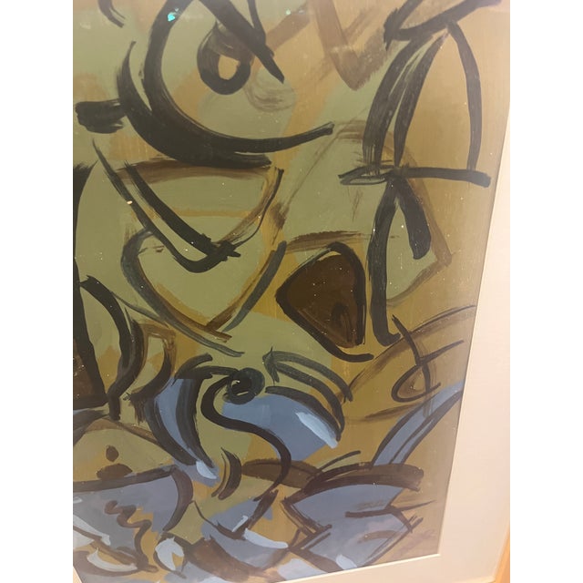 Vintage Abstract Painting Acrylic on Paper For Sale - Image 4 of 6