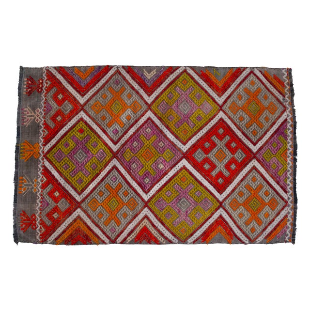 Textile Hand-Woven Braided Small Rug Turkish Jajim Kilim - 19″ × 29″ For Sale - Image 7 of 13