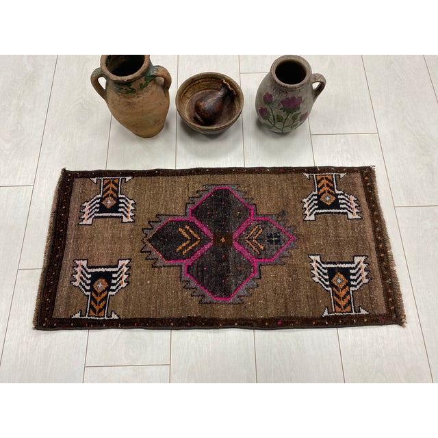 Vintage Small Area Carpet For Sale - Image 4 of 5