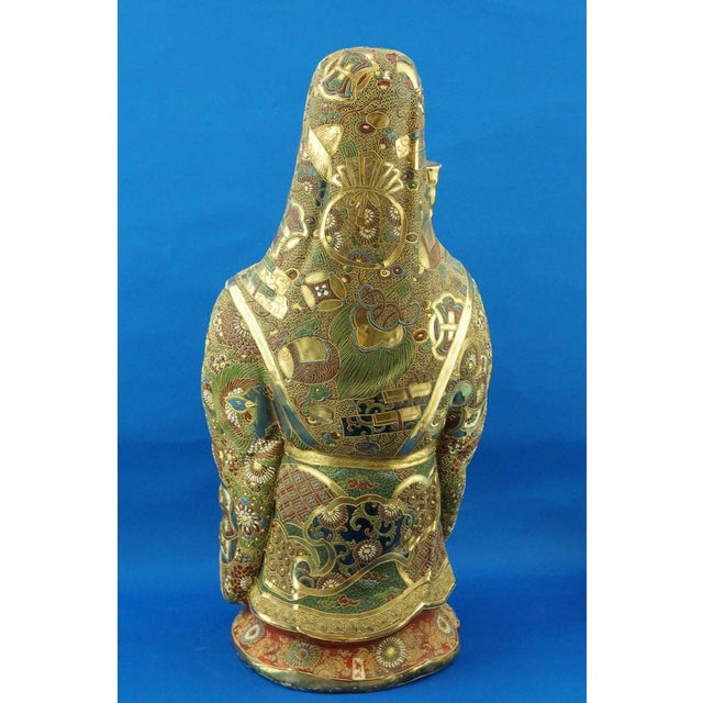 Large 19th Century Meiji Period Porcelain Sculpture of a Holy Monk from Satsuma, Japan, Late 1800s For Sale - Image 6 of 18