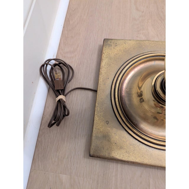 Vintage Mid-Century Modern Stiffel Brass Floor Lamp With Integrated Glass Table For Sale - Image 9 of 11