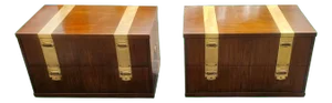 Pair of Mid-Century Henredon Furniture Vertically Brass Banded Campaign Chests