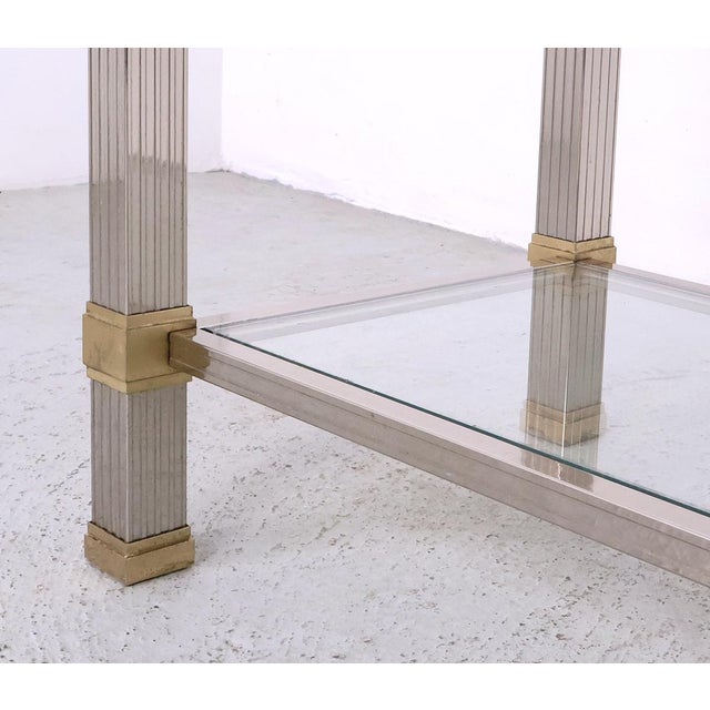 Vintage Glass and Metal Console Table by Pierre Vandel, 1970s For Sale - Image 9 of 12