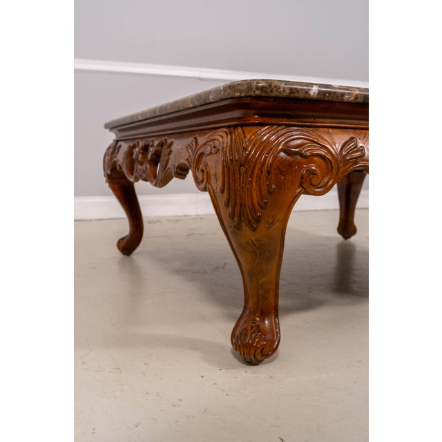Marble Top Sculpted Base Cocktail Coffee Table For Sale - Image 9 of 10