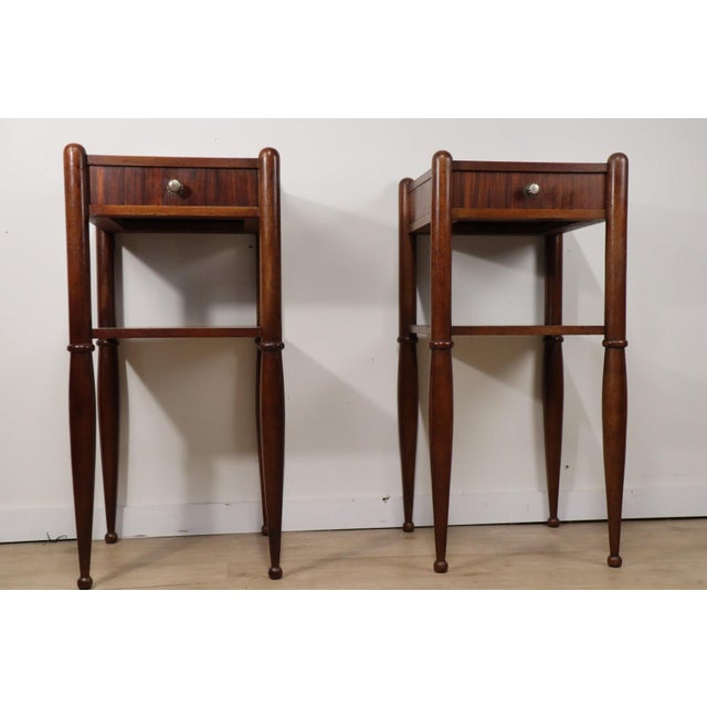 1940s Art Deco Bedside Tables in Walnut, 1940s, Set of 2 For Sale - Image 5 of 18