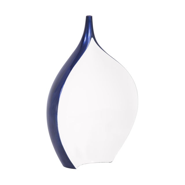 Contemporary Cobalt Blue Wood Vase - small For Sale - Image 3 of 8