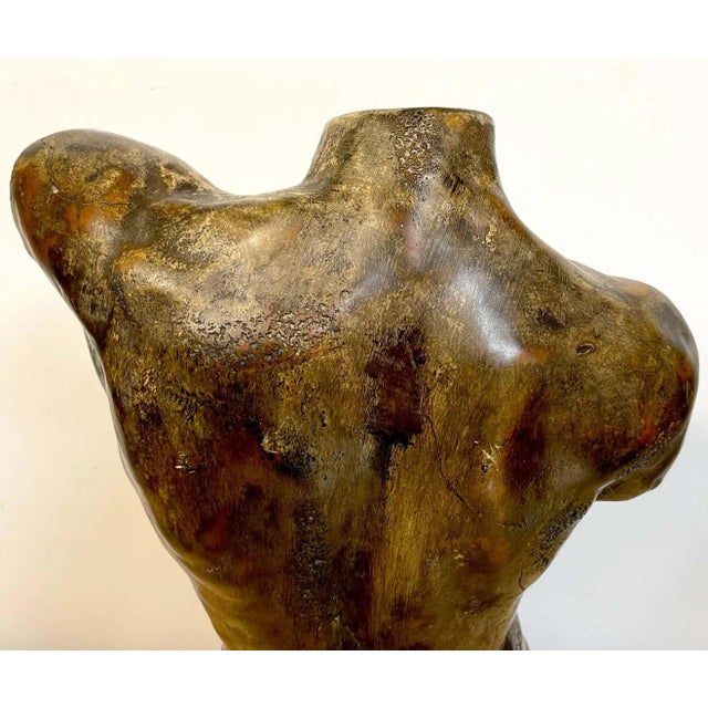 Mid 20th Century French Modern Bronzed Plaster Sculpture of a Male Nude Torso For Sale - Image 4 of 13