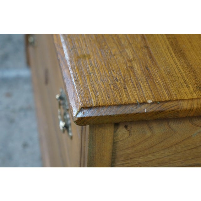 Wood Antique Victorian Oak Two Drawer Lowboy Dresser Blanket Chest Tv Console Bench 43" For Sale - Image 7 of 17