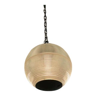 1950s Vintage Mid-Century Modern Parisian Street Lamp with Holophane Globe Turned Pendant For Sale