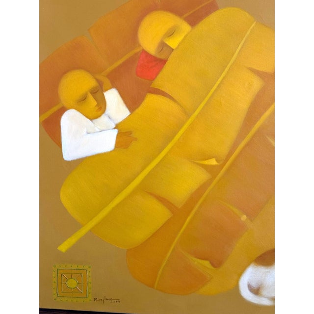 Textile Modernist Painting by Vietnamese Artist Duc Nghia Phan For Sale - Image 7 of 10