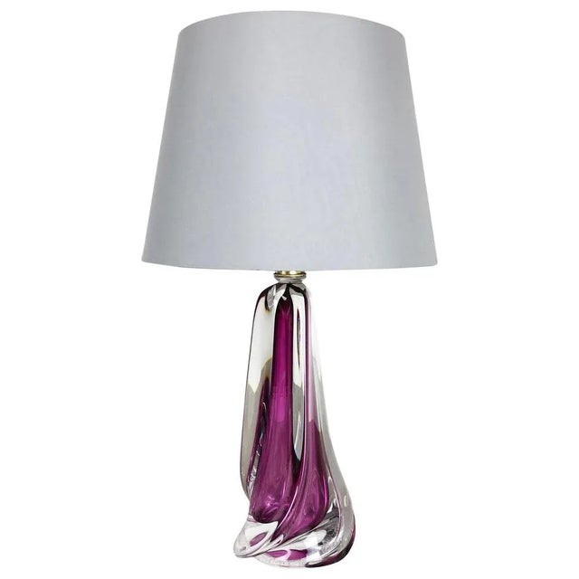 Large Crystal Glass Pink Table Light from Val Saint Lambert, Belgium, 1960s For Sale - Image 17 of 17