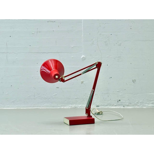 Mid-Century Articulated Desk Lamp in Red, 1970s For Sale - Image 15 of 17
