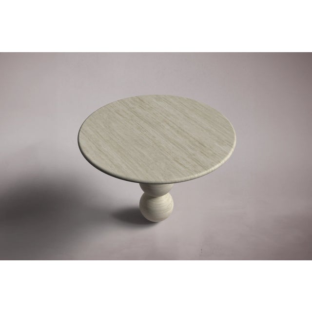 Cess Travertine Round Dining Table 35.4" For Sale - Image 4 of 4