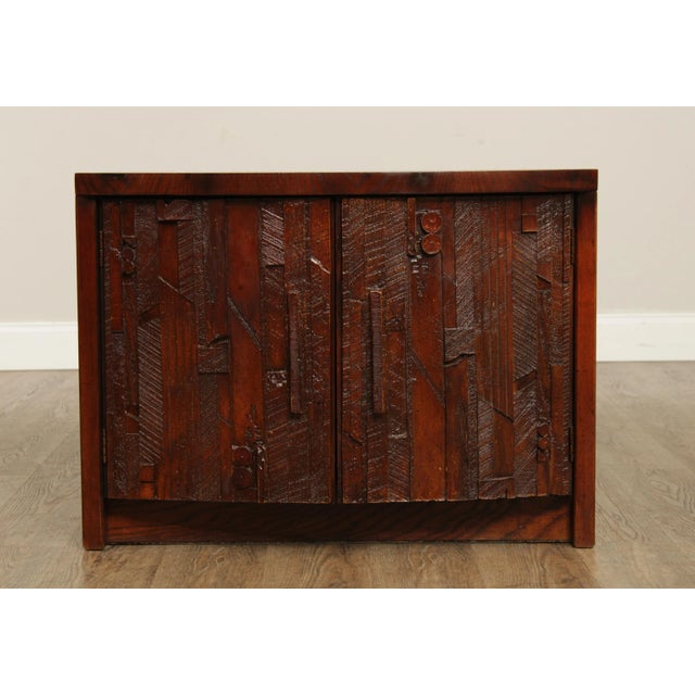 Mid-Century Modern Lane Mid Century Brutalist Pueblo Cabinet Nightstands - A Pair For Sale - Image 3 of 12