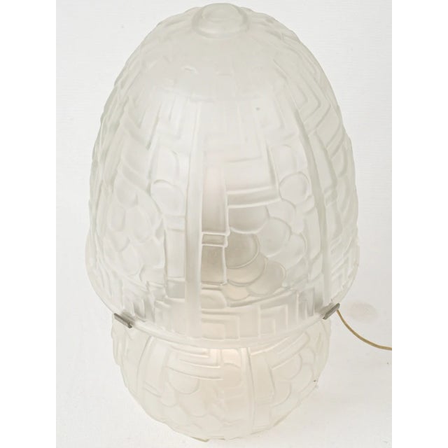 Art Deco French Art Deco Frosted Glass Lamp Ca. 1930 For Sale - Image 3 of 4