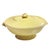 Vibrant Mid-Century Modern ceramic covered tureen, featuring a striking buttery yellow glaze by Vernon Kilns. This oval-...