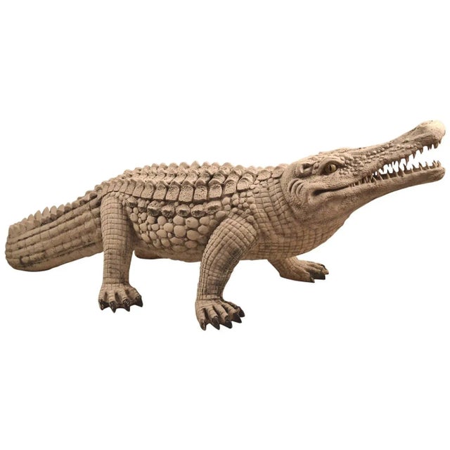 Fiberglass Crocodile in White Paint Surface For Sale - Image 10 of 10