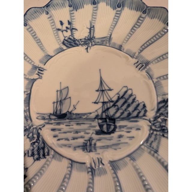 Blue Antique Weimar Germany Porcelain Blue & White Copenhagen Pattern Plates - Set of 5 For Sale - Image 8 of 11