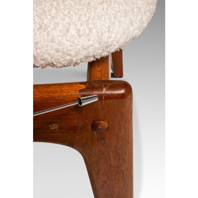 Set of 6 Danish Modern Sculptural Dining Chairs in Teak & Bouclé Attributed to Benny Linden for Benny Linden Designs, Thailand, Circa 1970s For Sale - Image 18 of 18