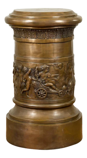 Large Greco-Roman Style Contemporary Bronze Pedestal with Bacchanalia Frieze