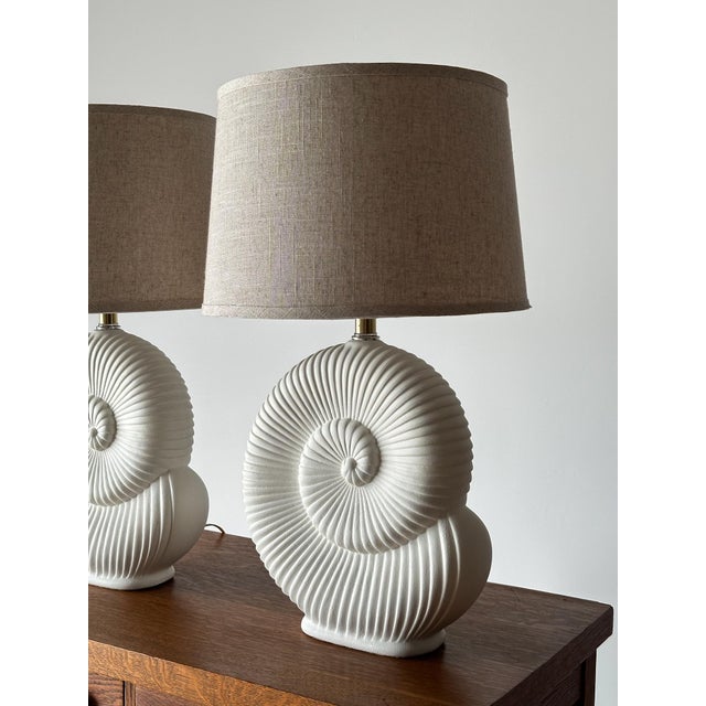 Vintage Plaster Nautilus Table Lamps, Pair For Sale In Greensboro - Image 6 of 16