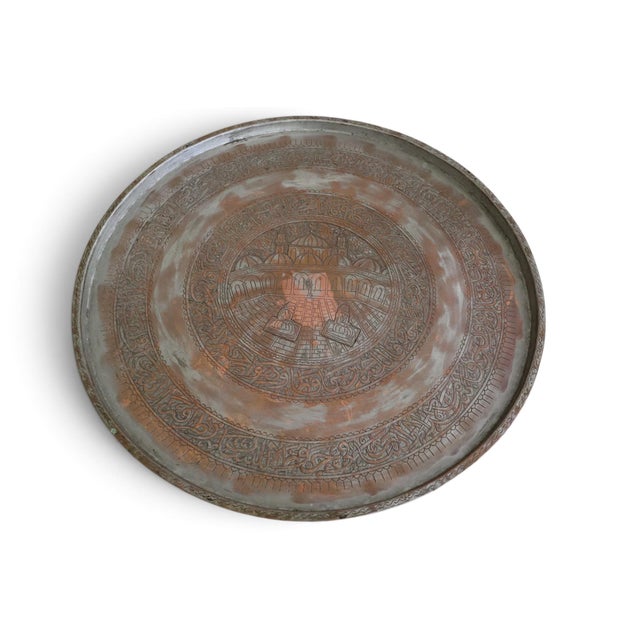 Gray Hammer Engraved Copper Table Tray, 1930s For Sale - Image 8 of 18