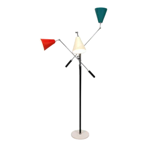 1950s Italian Triennale Floor Lamp by Arredoluce in Chrome, White, Red & Teal