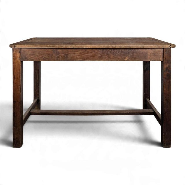 Rustic Walnut Table with H-Shaped Stretcher For Sale - Image 9 of 9