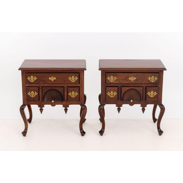 Queen Anne Pair of Queen Anne Style Mahogany Lowboys For Sale - Image 3 of 13