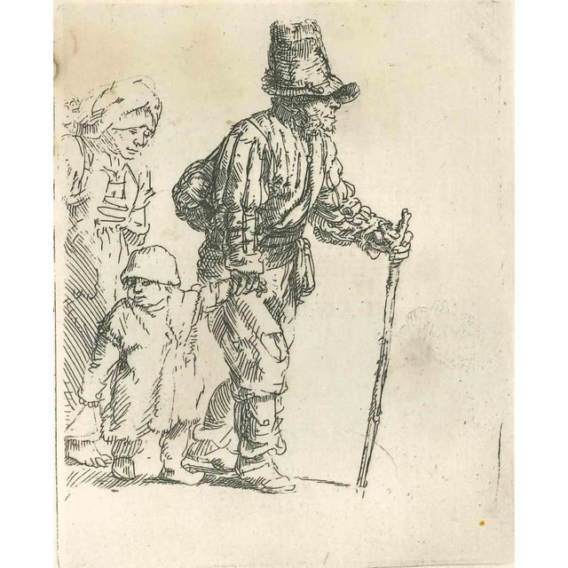 Peasant Family on the Tramp is an etching on ivory-colored paper realized after an etching by Rembrandt dated 1652. This...