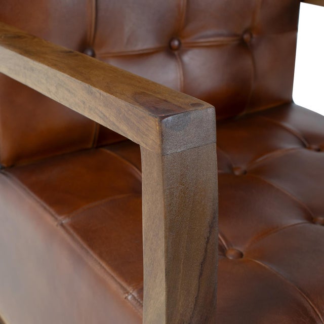 Davenport Tufted Leather Chair For Sale In Chicago - Image 6 of 11