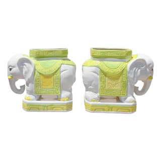 Vintage Ceramic Elephant Planters / Cachepots – Pair For Sale