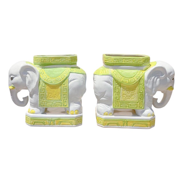Vintage Ceramic Elephant Planters / Cachepots – Pair For Sale