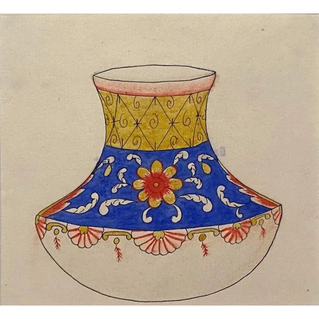 Chinese Porcelain Vase, Late 19th-Century, Ink and Watercolor For Sale - Image 3 of 3