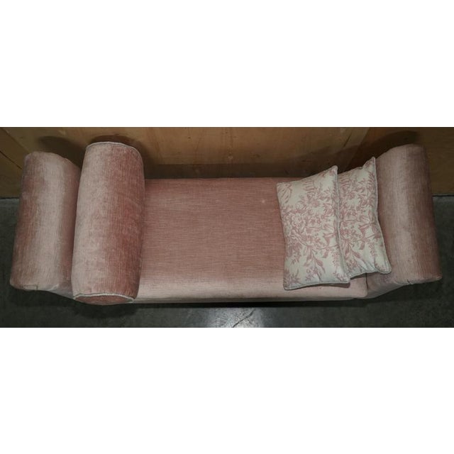 Wood Crushed Velour Window Seat Bench with Internal Storage For Sale - Image 7 of 16