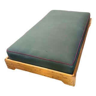 Restored Mid-Century Stacked Rattan Bed Sofa Daybed For Sale