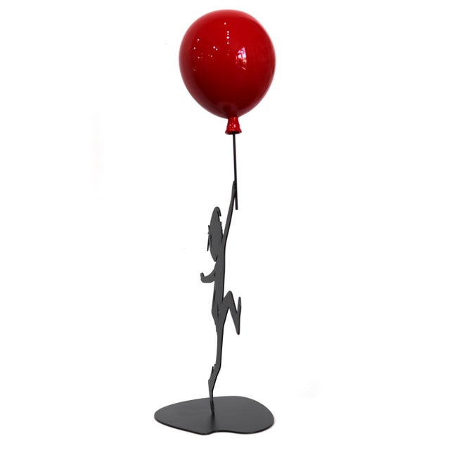 Contemporary Hope (2/30) - Original Figurative Metal Sculpture With Glossy Red Balloon by Nayla Saroufim For Sale - Image 3 of 9