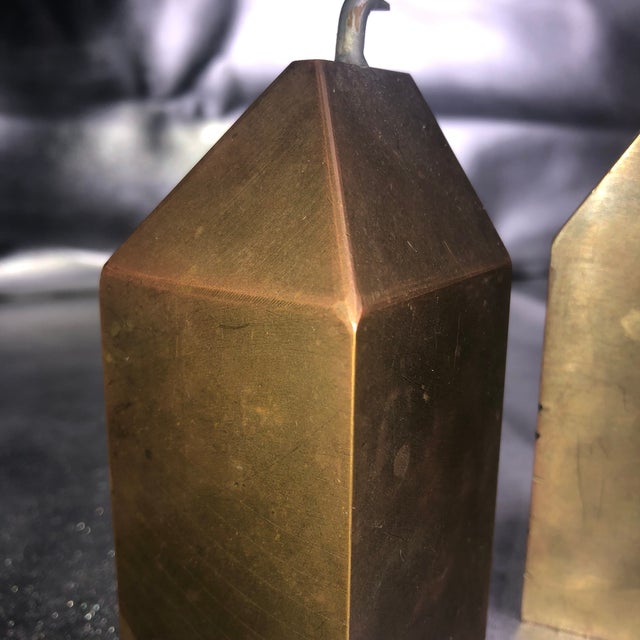 Vintage Matched 5 Pound Copper Scale Weights Geometric Bookends- Set of 2 For Sale In San Antonio - Image 6 of 11