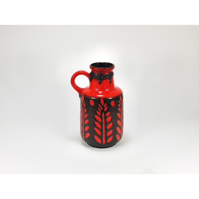 Tall Fat Lava Art Pottery Floor Vase attributed to Scheurich, Western Germany, 1970s For Sale - Image 9 of 17