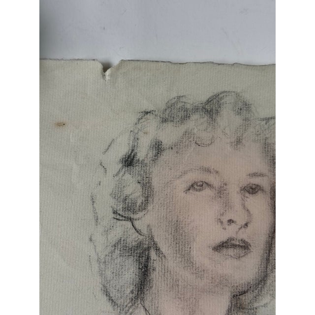1940s 1944 Figure Study Drawing Pencil on Paper 19x25 For Sale - Image 5 of 9