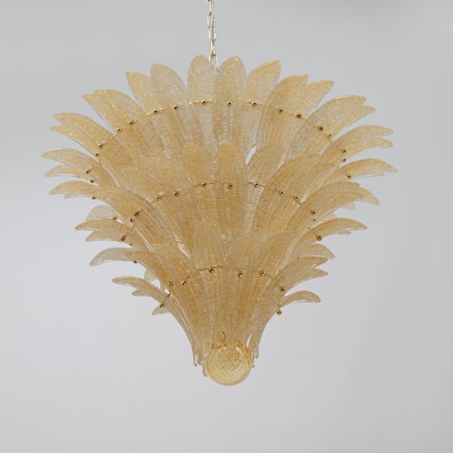 Barovier & Toso Vintage Gold-Palmette Murano Glass Pendant Light, 2000 For Sale - Image 4 of 12